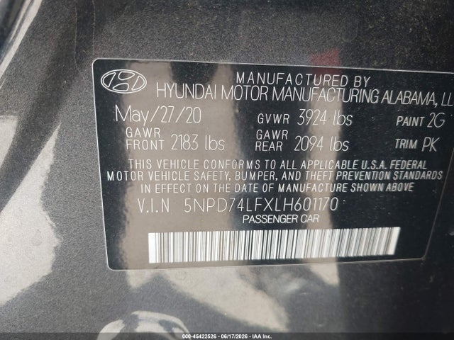 Hyundai ELANTRA SE 2020 5NPD74LFXLH601170 Image 4