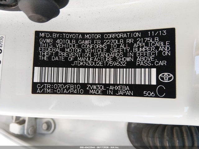 Toyota Prius Three 2014 JTDKN3DU2E1759632 Image 9
