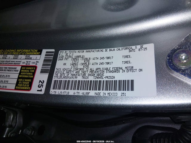 Toyota Tacoma Sr5 2025 3TMLB5JN5SM169199 Image 9