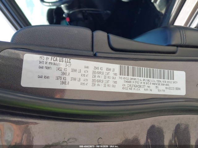 45422673 :رقم المزاد ، 1C4RJFAG0HC801377 vin ، 2017 Jeep Grand Cherokee Laredo 4x4 مزاد بيع