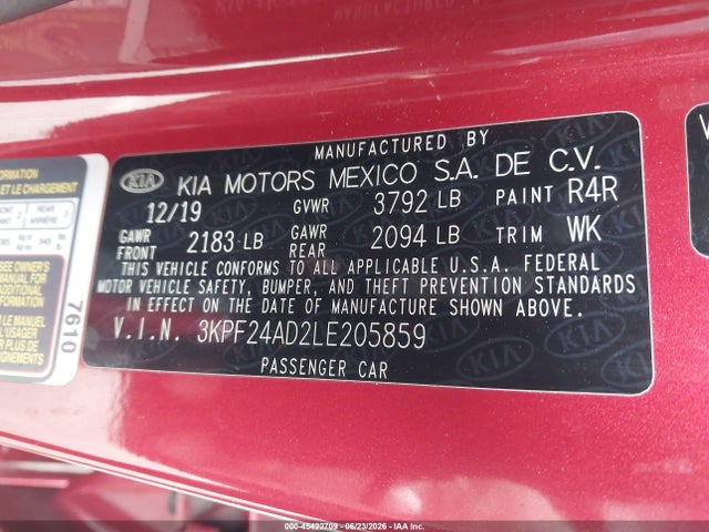KIA Forte Lxs 2020 3KPF24AD2LE205859 Image 9