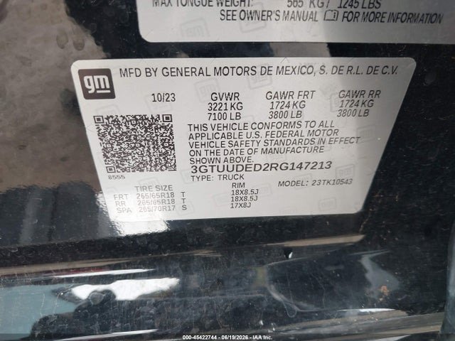45422744 :رقم المزاد ، 3GTUUDED2RG147213 vin ، 2024 Gmc Sierra 1500 4wd  Short Box Slt مزاد بيع