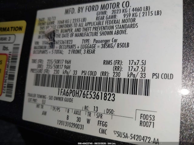 Продажа на аукционе авто 2014 Ford Fusion Se, vin: 1FA6P0H76E5361823, номер лота: 45422745