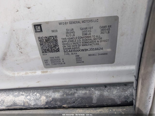 Продаж на аукціоні авто 2019 Buick Enclave Fwd Preferred, vin: 5GAERAKW3KJ316624, номер лоту: 45422765