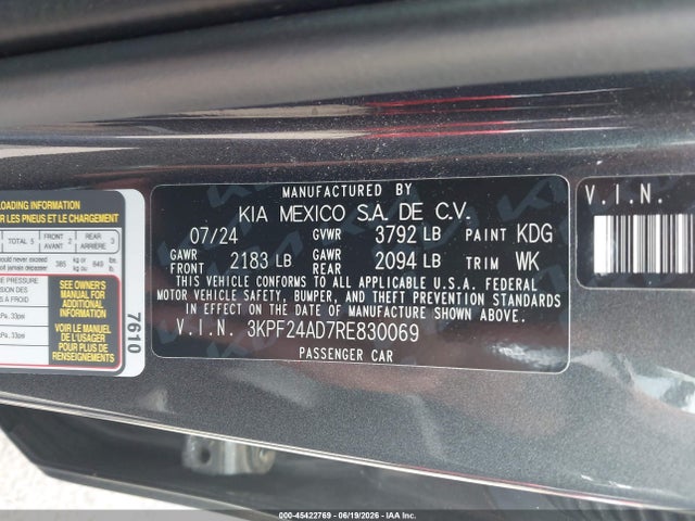 Продаж на аукціоні авто 2024 Kia Forte Lxs, vin: 3KPF24AD7RE830069, номер лоту: 45422769