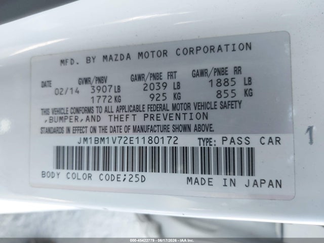 JM1BM1V72E1180172 Mazda Mazda3 I Touring