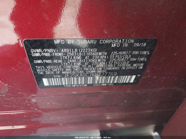 Subaru Forester Premium 2019 JF2SKAGC7KH427769 Image 9