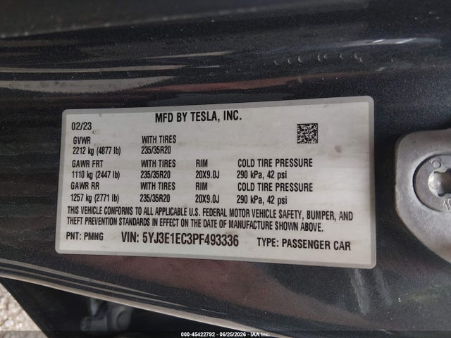 Продажа на аукционе авто 2023 Tesla Model 3 Performance Dual Motor All-wheel Drive, vin: 5YJ3E1EC3PF493336, номер лота: 45422792