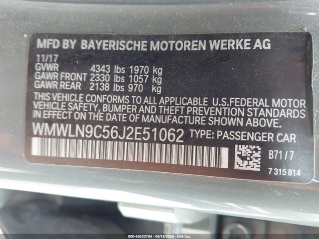 Aukcja sprzedaży 2018 Mini Clubman Cooper S, vin: WMWLN9C56J2E51062, numer aukcji: 45422794
