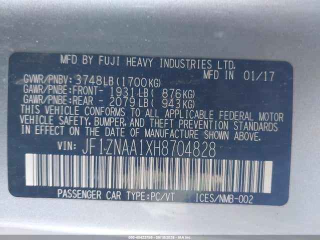 JF1ZNAA1XH8704828 Toyota 86