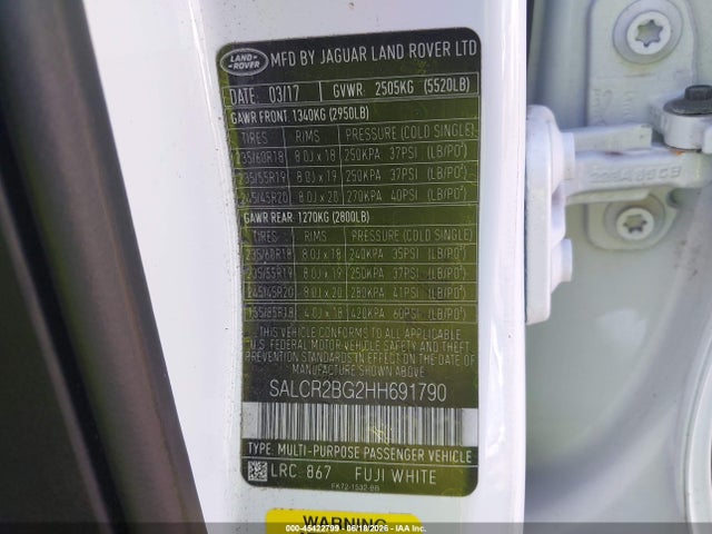 Продаж на аукціоні авто 2017 Land Rover Discovery Sport Hse, vin: SALCR2BG2HH691790, номер лоту: 45422799