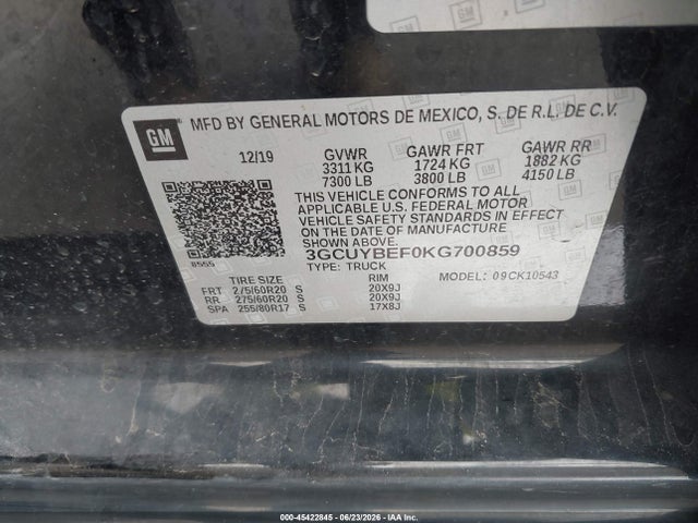 Chevrolet Silverado 1500 Custom 2019 3GCUYBEF0KG700859 Image 9