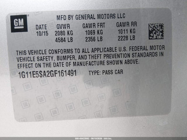 1G11E5SA2GF161491 Chevrolet Malibu Limited Ltz