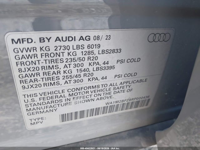 WA1M2BFZ8RP000436 Audi Q4 E-tron Prestige 50 Quattro