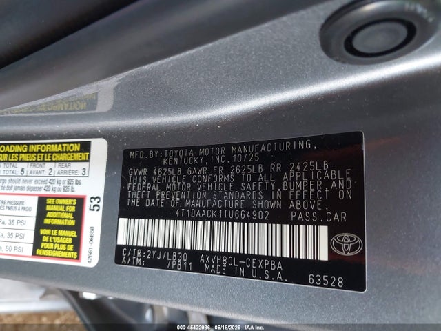 4T1DAACK1TU664902 Toyota CAMRY XSE