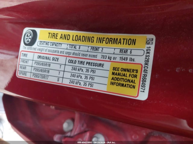 1GKS2BKC4FR684971 GMC YUKON SLT