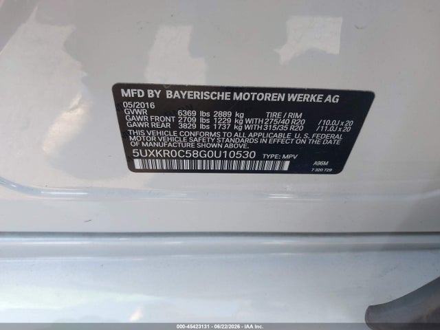 5UXKR0C58G0U10530 BMW X5 Xdrive35i