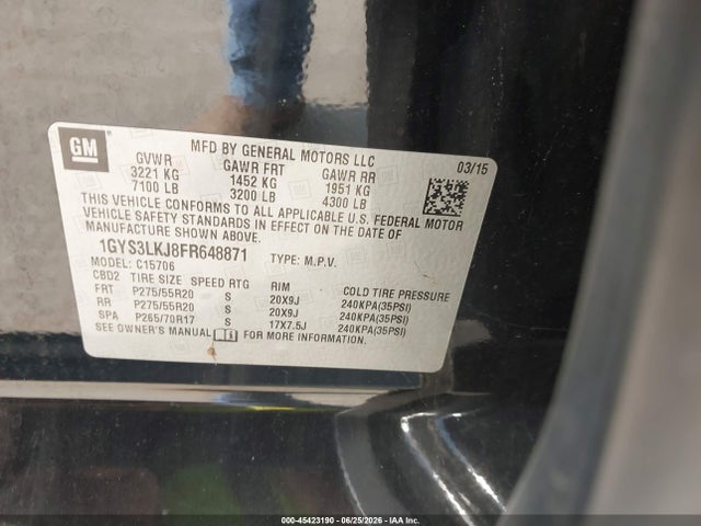 1GYS3LKJ8FR648871 Cadillac Escalade Standard