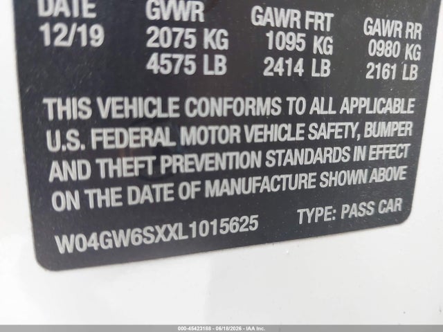 Продаж на аукціоні авто 2020 Buick Regal Sportback Fwd Avenir, vin: W04GW6SXXL1015625, номер лоту: 45423188
