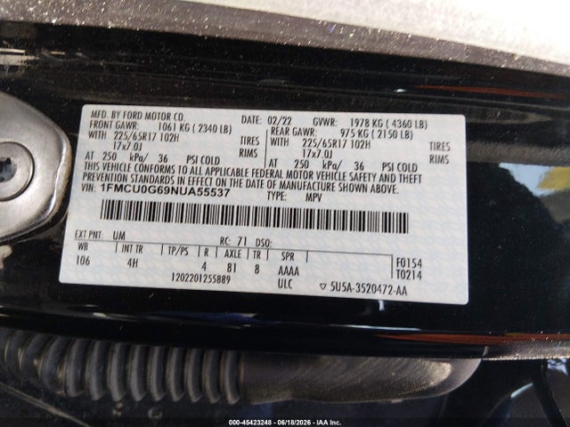 Ford ESCAPE SE 2022 1FMCU0G69NUA55537 Image 9
