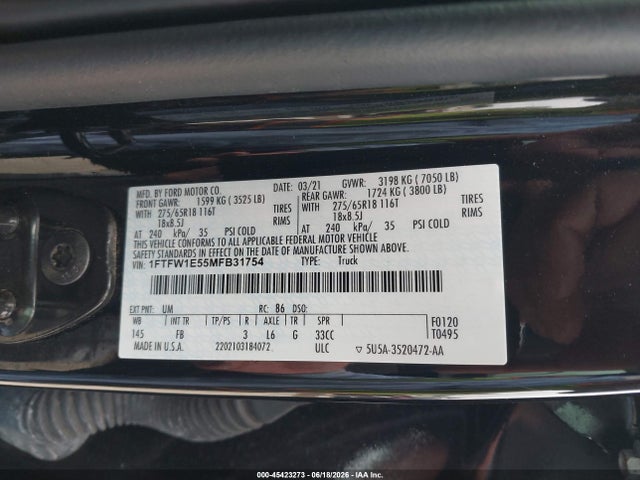1FTFW1E55MFB31754 Ford F-150 Xlt