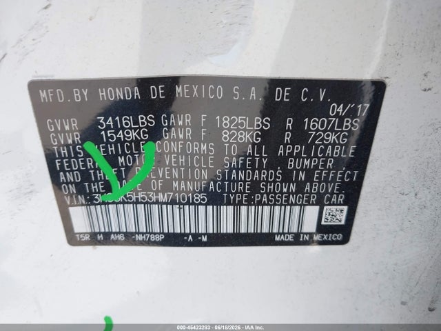 Honda FIT LX 2017 3HGGK5H53HM710185 Image 9