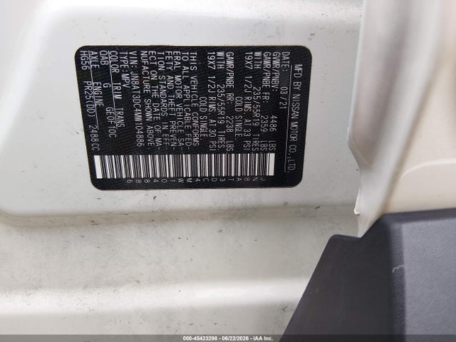 Продаж на аукціоні авто 2021 Nissan Rogue Platinum Fwd, vin: JN8AT3DC4MW104886, номер лоту: 45423298