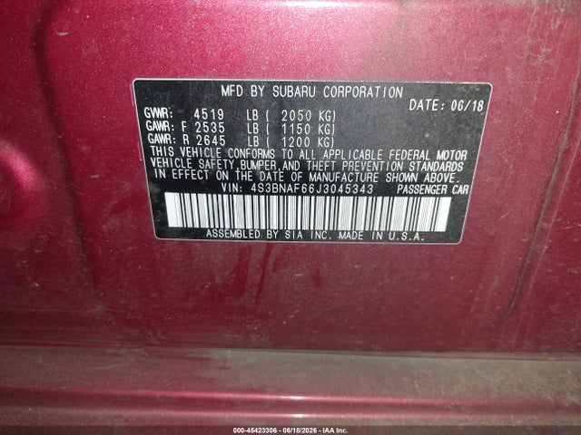 Subaru Legacy 2.5i Premium 2018 4S3BNAF66J3045343 Image 9