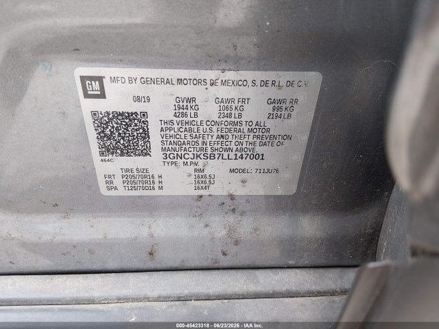 3GNCJKSB7LL147001 Chevrolet Trax Fwd Ls
