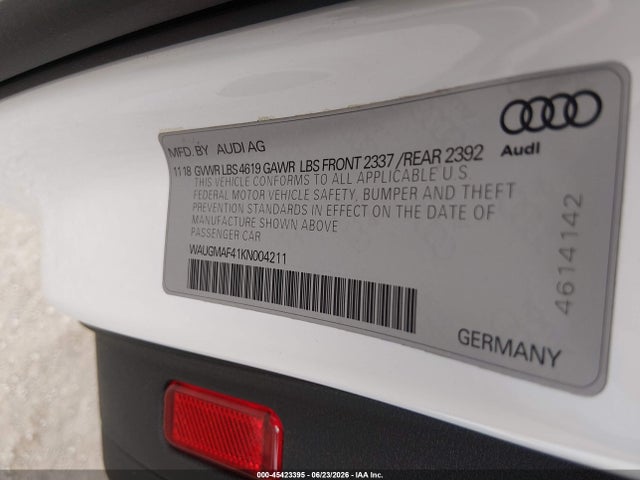 Aukcja sprzedaży 2019 Audi A4 40 Premium, vin: WAUGMAF41KN004211, numer aukcji: 45423395