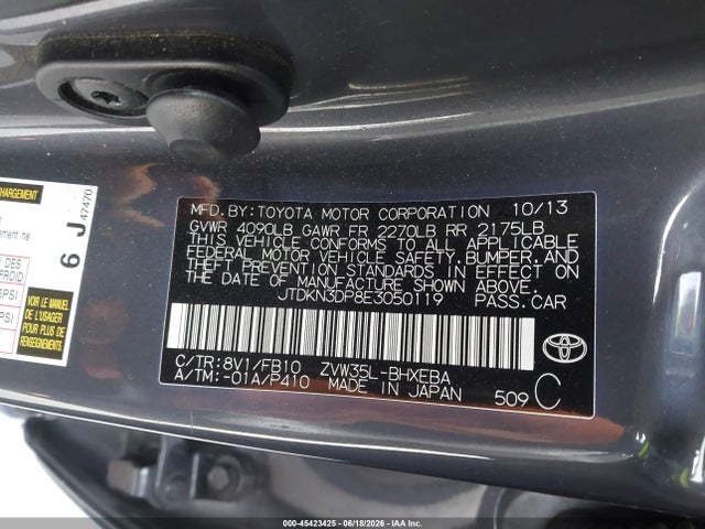 Toyota PRIUS PLUG-IN 2014 JTDKN3DP8E3050119 Image 9