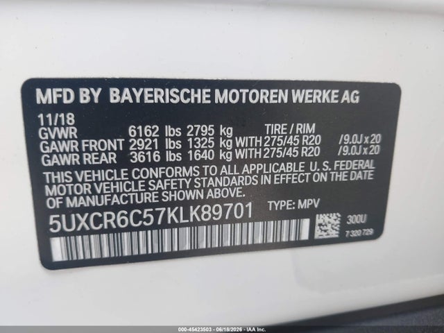 5UXCR6C57KLK89701 BMW X5 Xdrive40i
