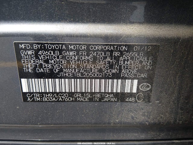 Продаж на аукціоні авто 2013 Lexus Gs 350, vin: JTHCE1BL2D5002173, номер лоту: 45423553