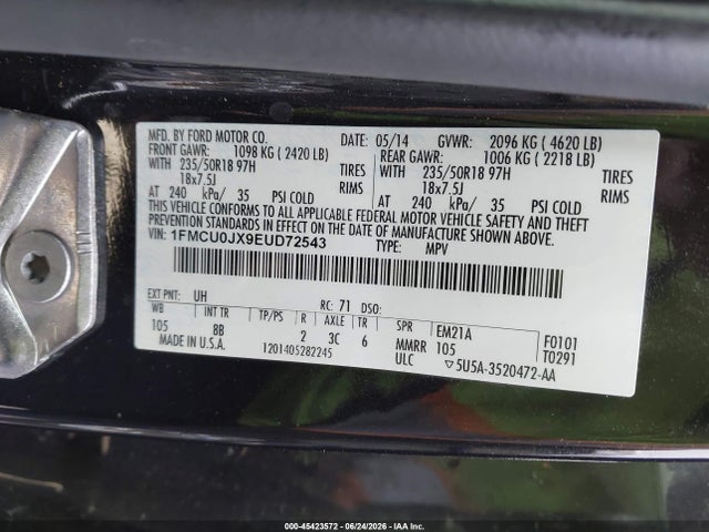 Ford Escape Titanium 2014 1FMCU0JX9EUD72543 Image 9