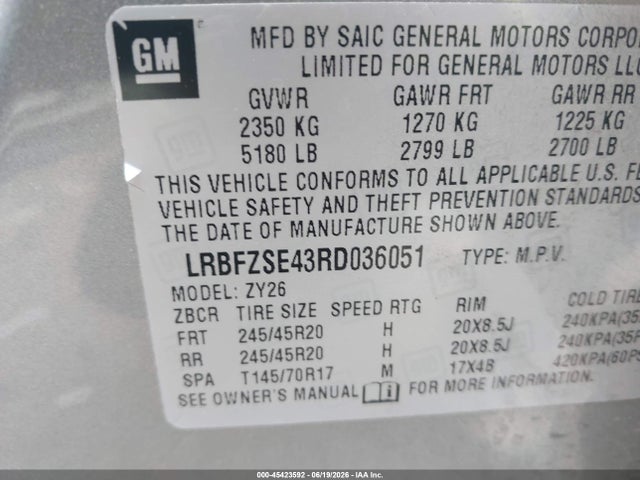 Aukcja sprzedaży 2024 Buick Envision Avenir Awd, vin: LRBFZSE43RD036051, numer aukcji: 45423592