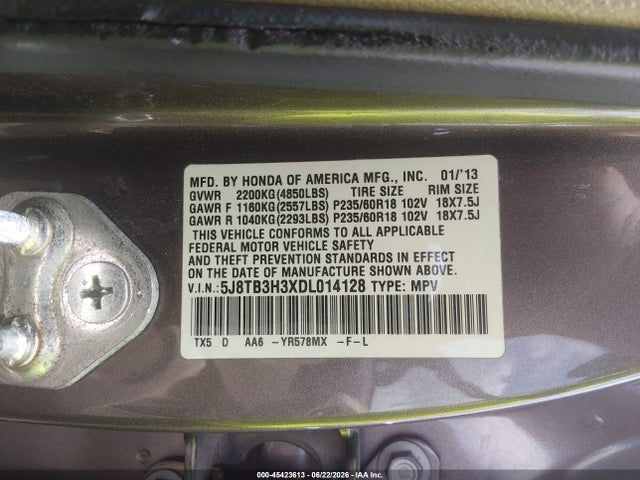 Продаж на аукціоні авто 2013 Acura Rdx, vin: 5J8TB3H3XDL014128, номер лоту: 45423613