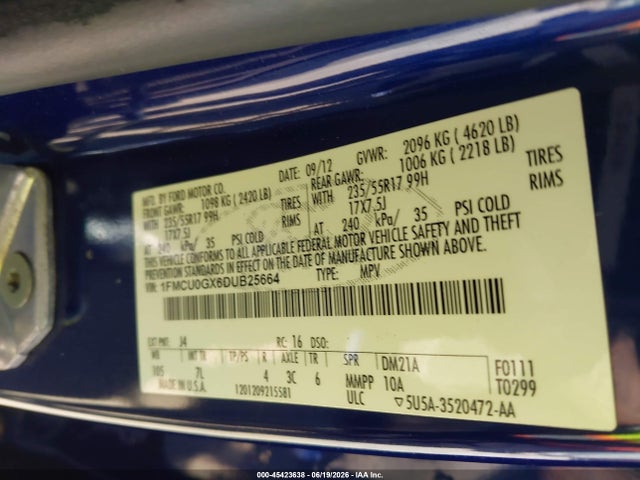 Продажа на аукционе авто 2013 Ford Escape Se, vin: 1FMCU0GX6DUB25664, номер лота: 45423638