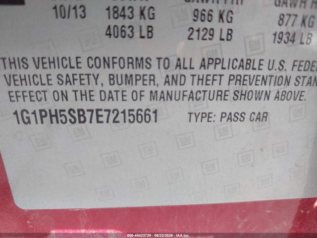 Chevrolet Cruze Eco Auto 2014 1G1PH5SB7E7215661 Image 9