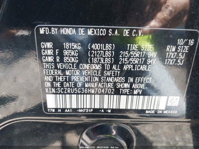 Honda HR-V LX 2017 3CZRU5G36HM704702 Image 9