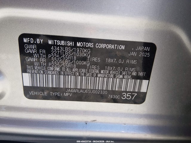 Продаж на аукціоні авто 2025 Mitsubishi Outlander Sport 2.0 Es Awc/2.0 Le Awc/2.0 S Awc/2.0 Se Awc/2.0 Trail Edition Awc, vin: JA4ARUAU6SU002330, номер лоту: 45423734