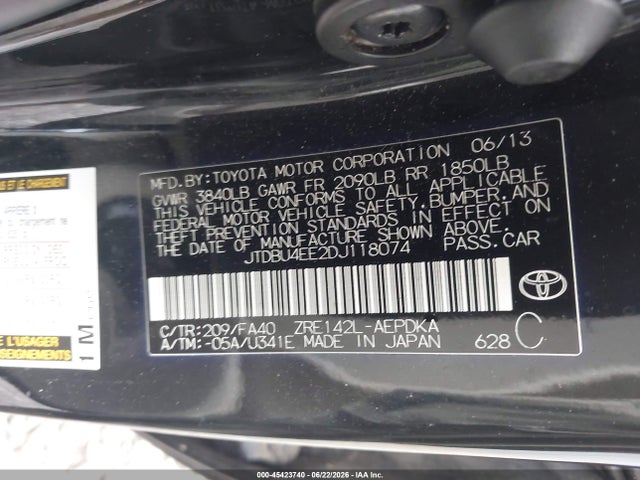 Продаж на аукціоні авто 2013 Toyota Corolla L, vin: JTDBU4EE2DJ118074, номер лоту: 45423740