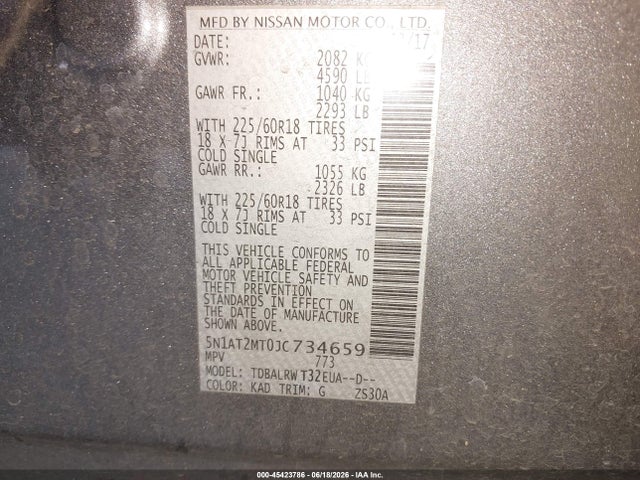 5N1AT2MT0JC734659 Nissan Rogue Sl