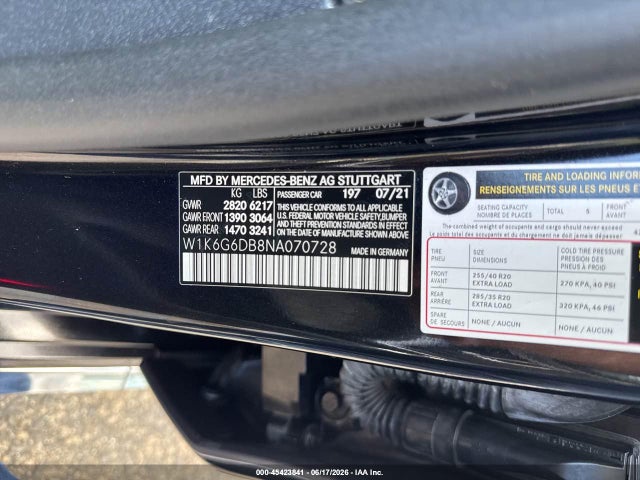 2022 Mercedes-benz S 500 4matic მანქანა იყიდება აუქციონზე, vin: W1K6G6DB8NA070728, აუქციონის ნომერი: 45423841