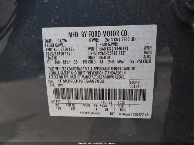 Ford Explorer Tremor 2026 1FMUK8JH9TGA87032 Image 9