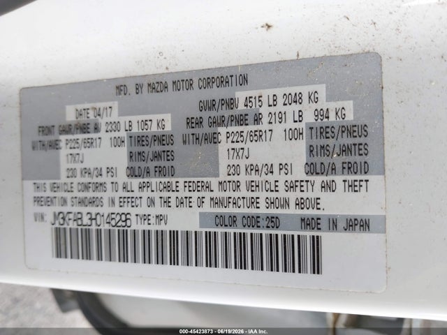 JM3KFABL3H0145296 Mazda CX-5 SPORT