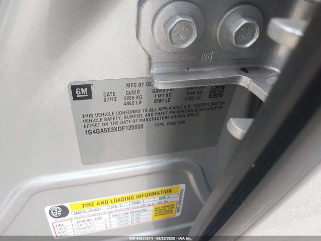Aukcja sprzedaży 2013 Buick Lacrosse, vin: 1G4GA5E3XDF125808, numer aukcji: 45423874