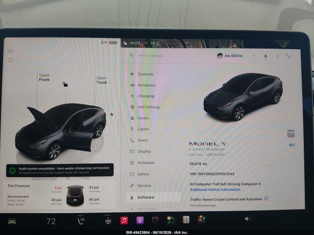 Auction sale of the 2023 Tesla Model Y Awd/long Range Dual Motor All-wheel Drive, vin: 7SAYGDEE2PF807242, lot number: 45423904