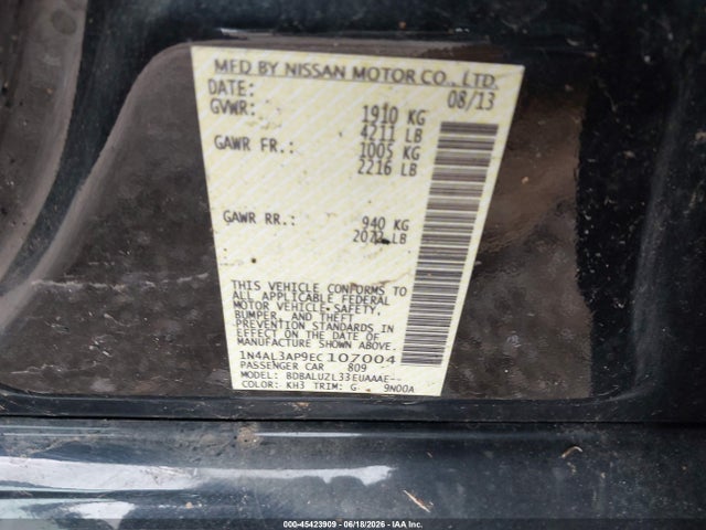 Продаж на аукціоні авто 2014 Nissan Altima 2.5 Sv, vin: 1N4AL3AP9EC107004, номер лоту: 45423909