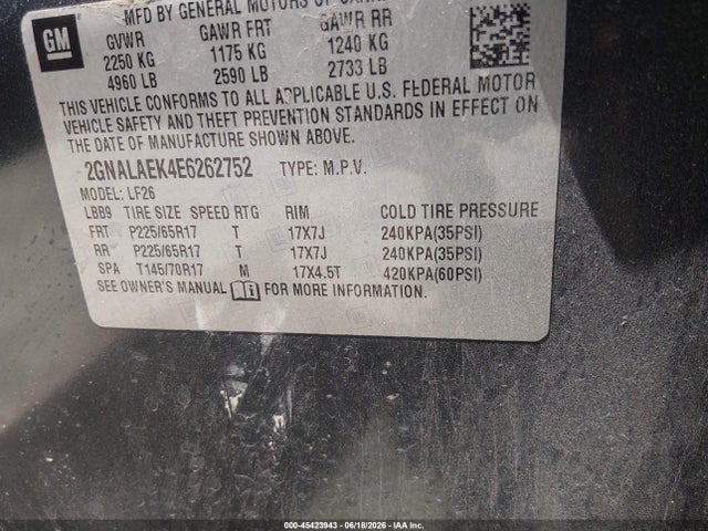 Chevrolet EQUINOX LS 2014 2GNALAEK4E6262752 Image 9