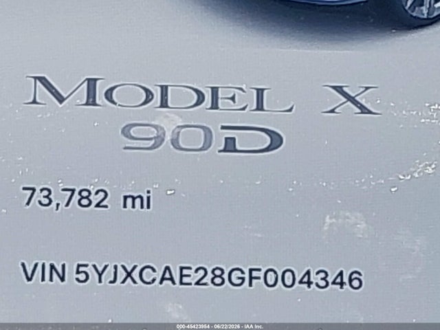 Tesla Model X 60d/70d/75d/90d 2016 5YJXCAE28GF004346 Image 7